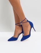 New Look Ankle Tie Pointed Heeled Shoes - Blue