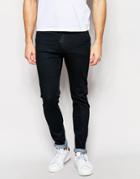 Weekday Form Super Skinny Jeans In Engine Black Washed Coated - Engine Black