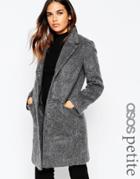 Asos Petite Slim Coat With Seam Detail - Mid Gray