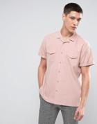 Asos Regular Fit Shirt In Peached Viscose Revere Collar In Pink - Pink