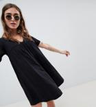 Asos Design Petite Ultimate Cotton Smock Dress - Black