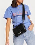 Asos Design Grainy Leather Crossbody Bag With Webbing Strap In Black