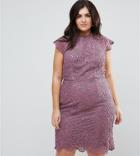 Chi Chi London Plus Lace Midi Pencil Dress - Purple