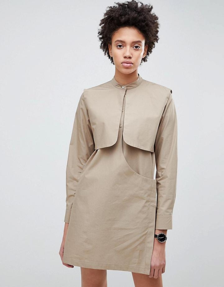 Asos White Mini Shirt Dress - Stone