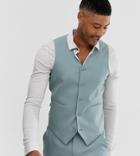 Asos Design Tall Wedding Skinny Suit Vest In Pastel Blue - Blue