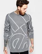 Weekday Bleach Jacquard Crew Sweater Kind Placement Print In Gray - Gray