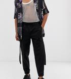 Reclaimed Vintage Black Jogger Cargos With Long Tape - Black