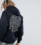 Crooked Tongues X Lucas Beaufort Hoodie With Abstract Line Drawing In Black - Black