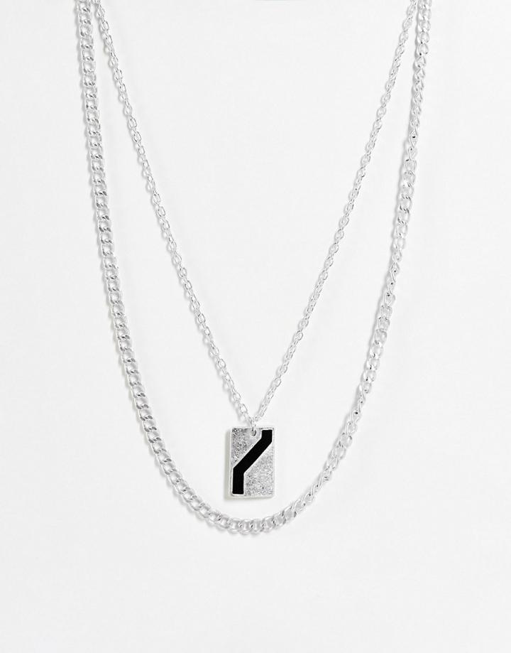 Icon Brand Double Chain And Pendant In Silver