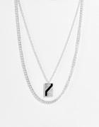 Icon Brand Double Chain And Pendant In Silver