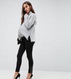 Bandia Maternity Over The Bump Legging With Zip Detail - Black