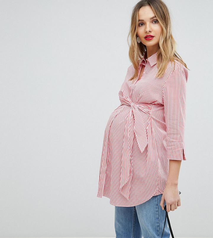 Isabella Oliver Shirt With Wrap Tie Waist - Red