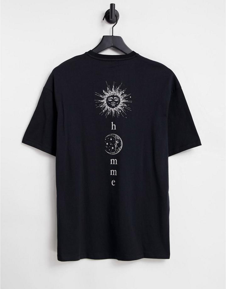 Selected Homme Oversized T-shirt With Moon Back Print In Black
