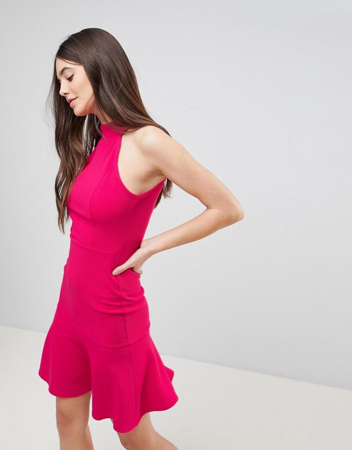 Ax Paris Peplum Midi Dress - Pink