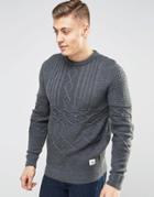 Bellfield Cable Knitted Jumper - Gray