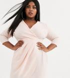 Asos Design Curve Mini Dress With Wrap Skirt-pink