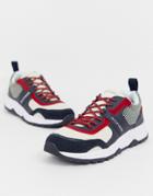 Tommy Hilfiger Material Mix Lightweight Icon Color Block Sneaker In Red/white/blue - Multi