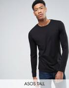 Asos Tall Long Sleeve T-shirt With Crew Neck - Black