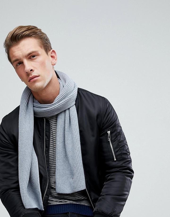 Tommy Hilfiger Cashmere Mix Scarf In Gray Heather - Gray