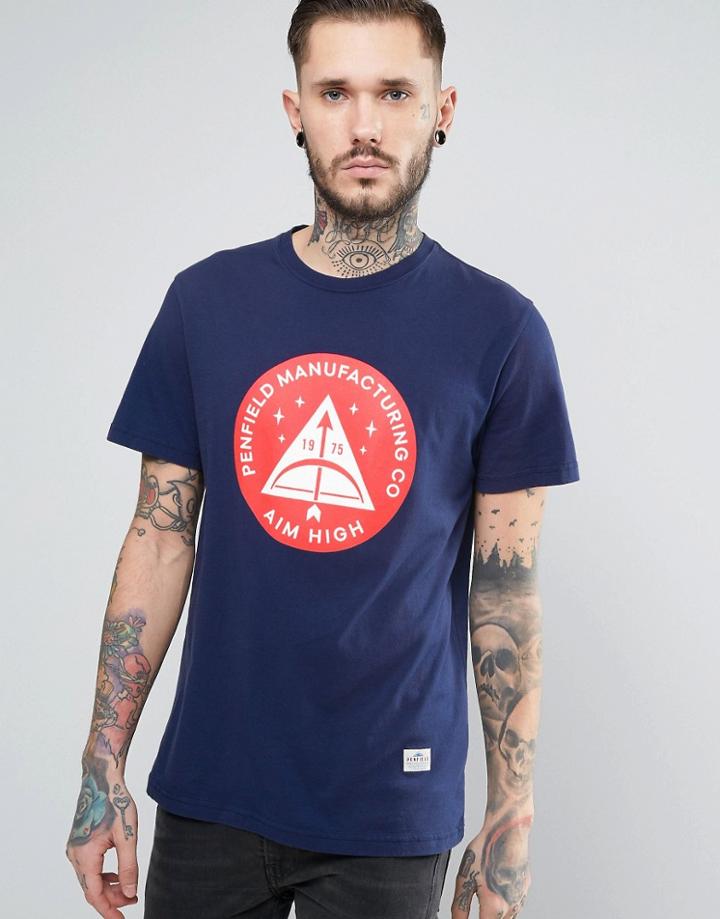 Penfield Aim High Circle Print T-shirt In Navy - Navy