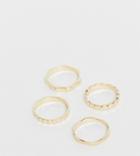 Asos Design Curve Pack Of 4 Rings In Mixed Texture Designs In Gold Tone