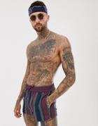 Asos Design Swim Shorts In Retro Stripe Super Short Length - Multi