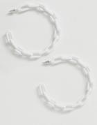 Asos Design Earrings In Chain Design In White - White