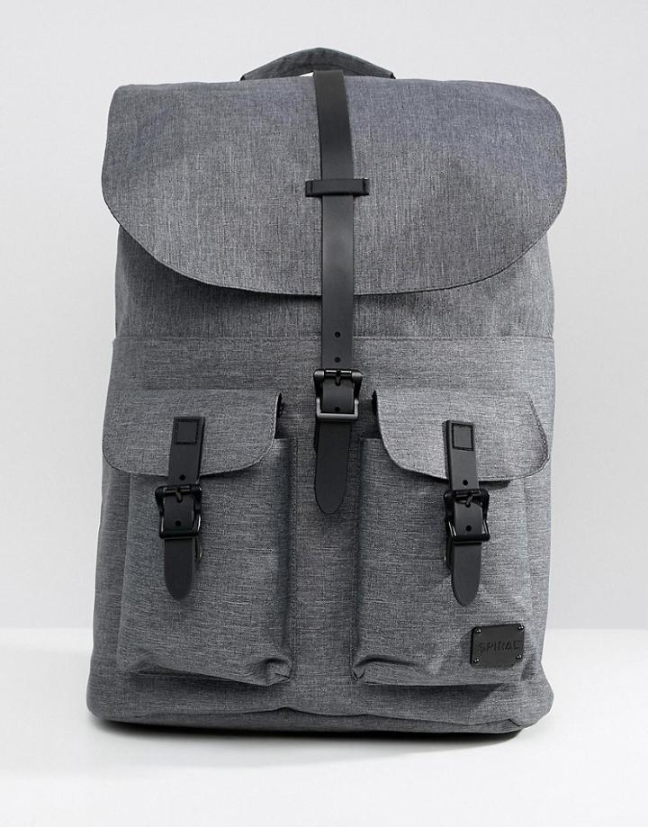 Spiral Backpack In Charcoal Crosshatch - Gray