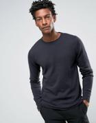 Troy Roll Edge Sweater With Crew Neck - Navy