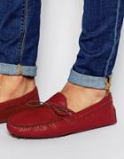 Asos Driving Shoes In Red Snakeskin Effect - Red