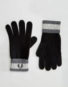 Fred Perry Tipped Gloves In Lambswool - Black