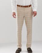 Asos Design Skinny Suit Pants In Camel Linen Windowpane Check - Beige