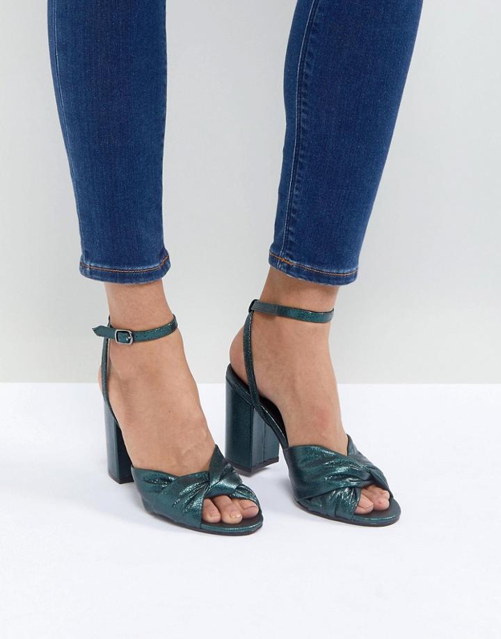 New Look Shimmer Knot Block Heel Sandal - Blue