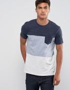 Esprit T-shirt With Block Stripe And Pocket - Navy