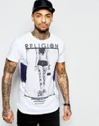 Religion T-shirt With Rock & Roller Girl Print - White