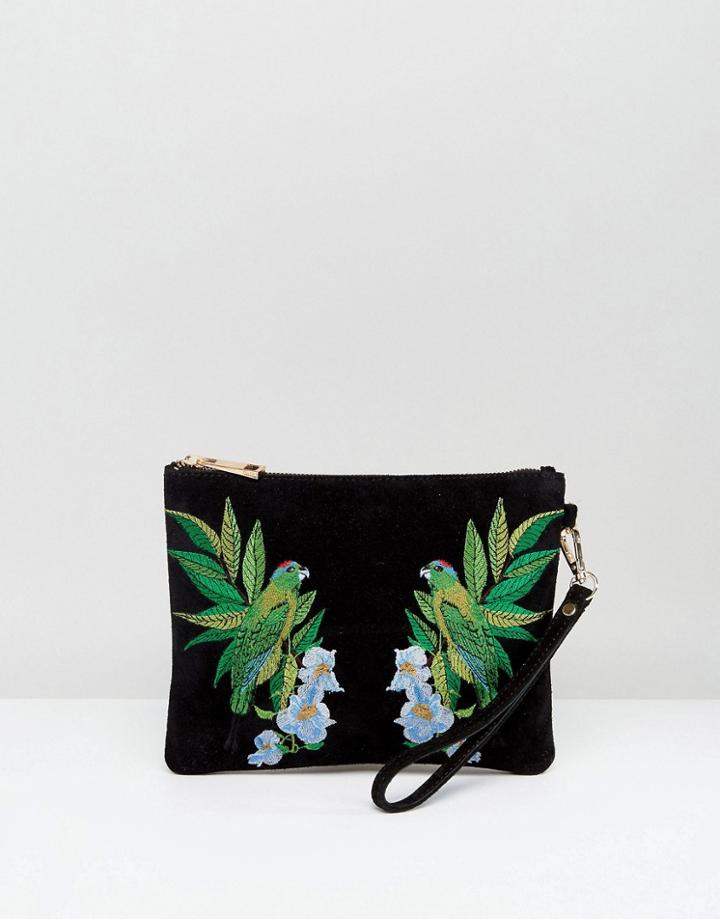 Oasis Embroidered Bird Clutch - Multi
