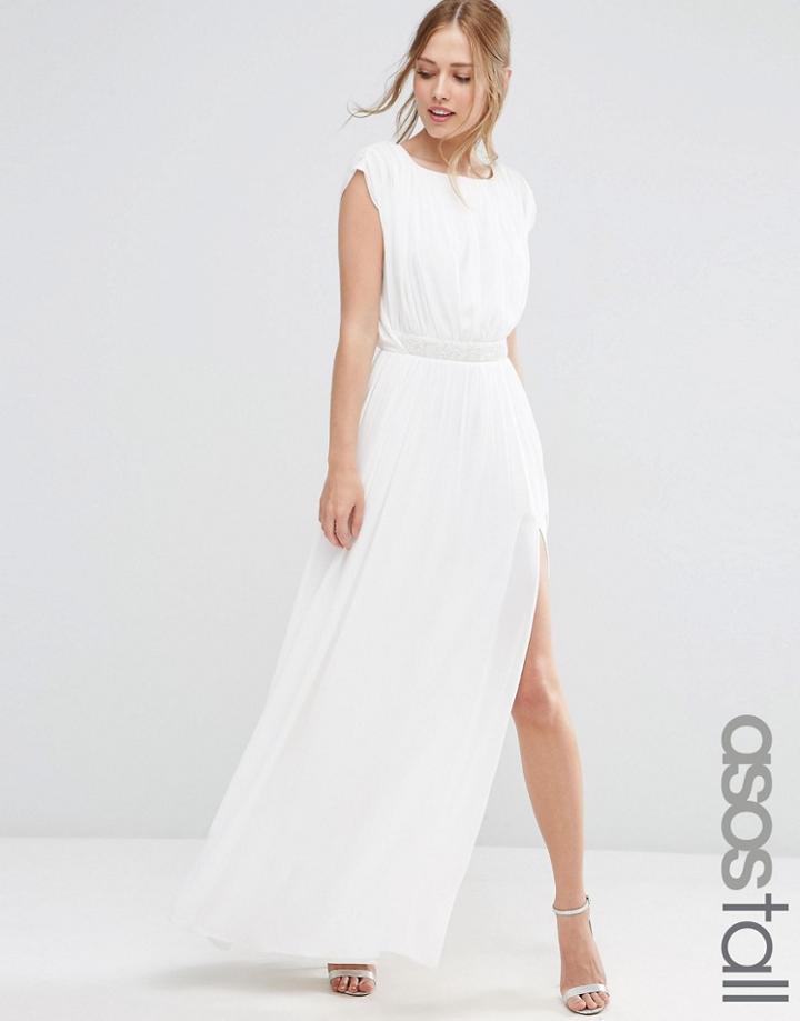 Asos Tall Embellished Waist Maxi Dress - Ivory