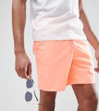 Asos Design Tall Swim Shorts In Acid Orange Mid Length - Orange