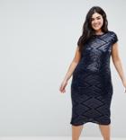 Tfnc Plus Midi Sequin Dress With Cap Sleeve - Navy