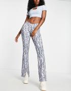 Asos Design High Waisted Stretch Skinny Pant With Split Front In Abstract Swirl Print-multi