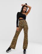 Collusion Flare Pants In Leopard Print - Multi