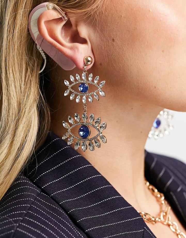 Aldo Keralian Statement Embellished Eye Earrings In Silver-gold
