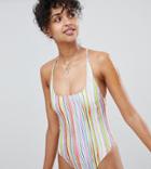 Free Society Stripe Backless Swimsuit-multi