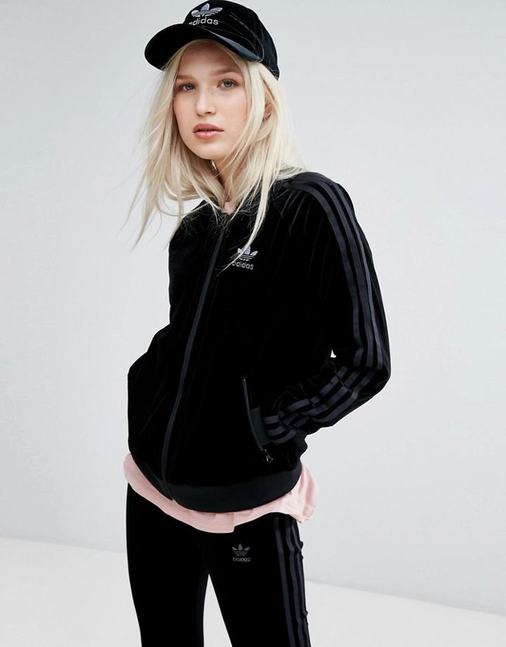 Adidas Originals Velvet Vibes Bomber Jacket In Black - Black