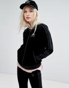 Adidas Originals Velvet Vibes Bomber Jacket In Black - Black