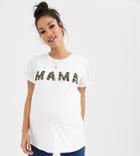 Asos Design Maternity Nursing Mama Slogan T-shirt With Leopard Handwriting-multi