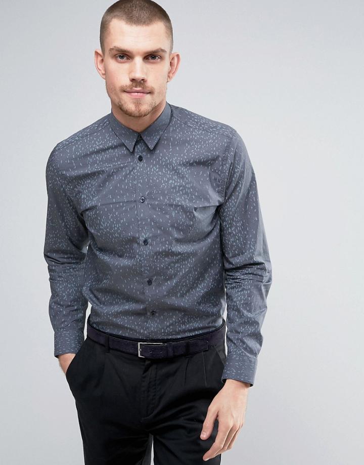 Selected Homme Slim Printed Shirt - Navy