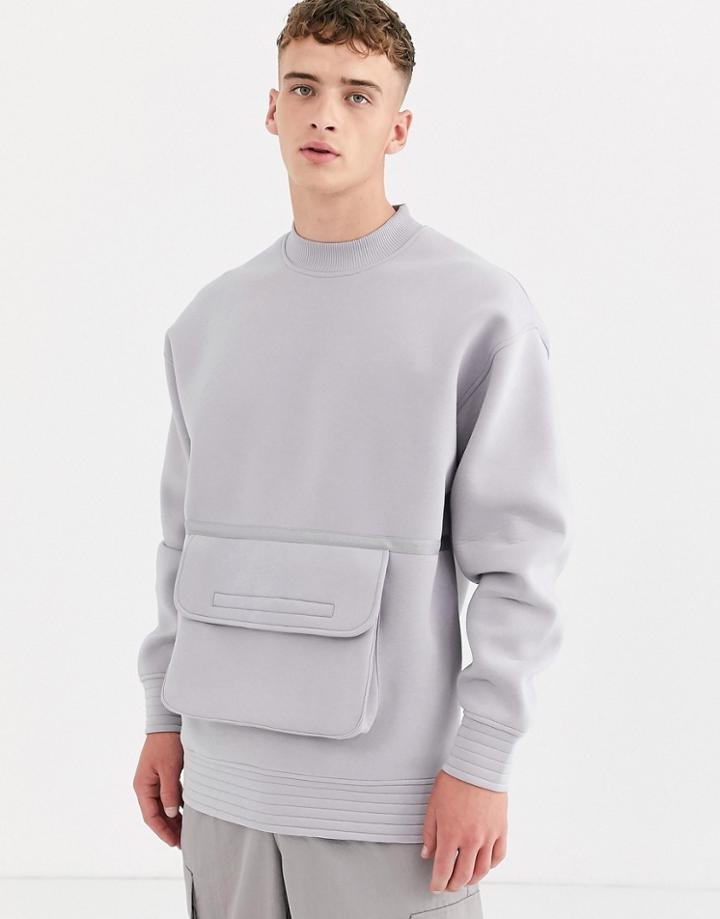 Asos White Oversized Sweatshirt In Gray With Pocket