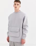 Asos White Oversized Sweatshirt In Gray With Pocket