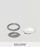 Designb Silver & Gunmetal Band Rings In 3 Pack Exclusive To Aos - Silver